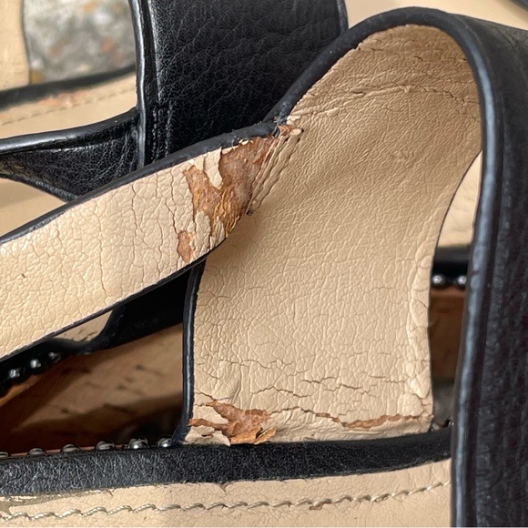 Coach Quartz black leather sandals with cork wedge heel size 10B - Picture 9 of 11